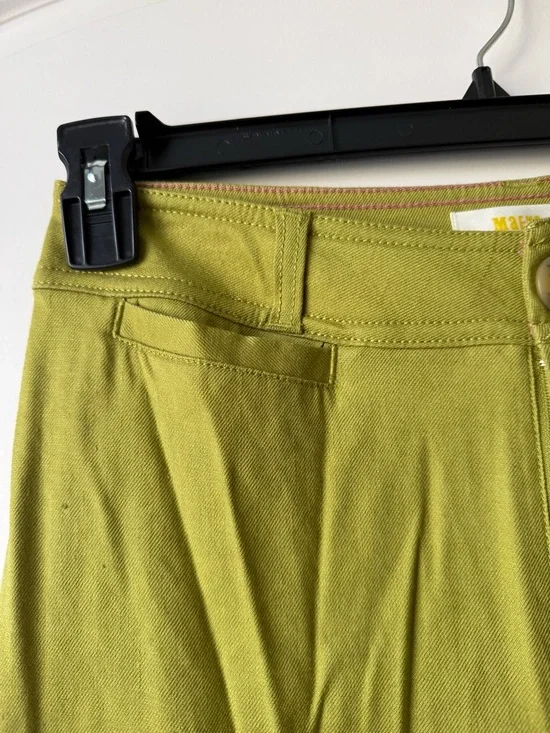 Anthropologie Maeve Ettie Linen Light Green High Rise Crop Wide Leg Pants - Picture 4 of 7